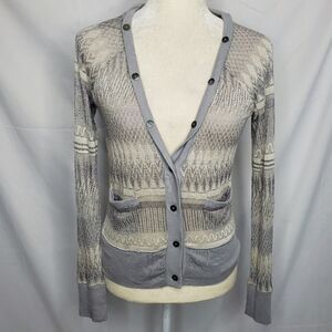 ANTHROPOLOGIE‎ Postmark sweater etched frost sparkle metallic cardigan XS